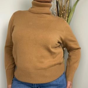 JM Collection Tan Turtleneck Sweater